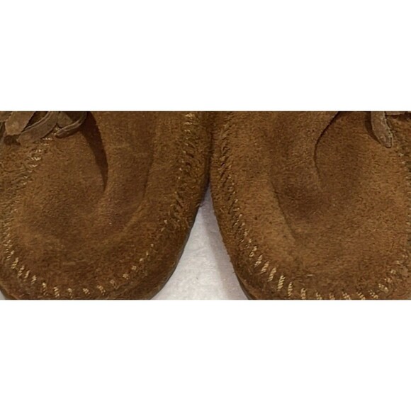 MINNETONKA Fringe Moccasins Boho Festival Brown Suede Boots Woman’s Size 7.5 US - Picture 13 of 13